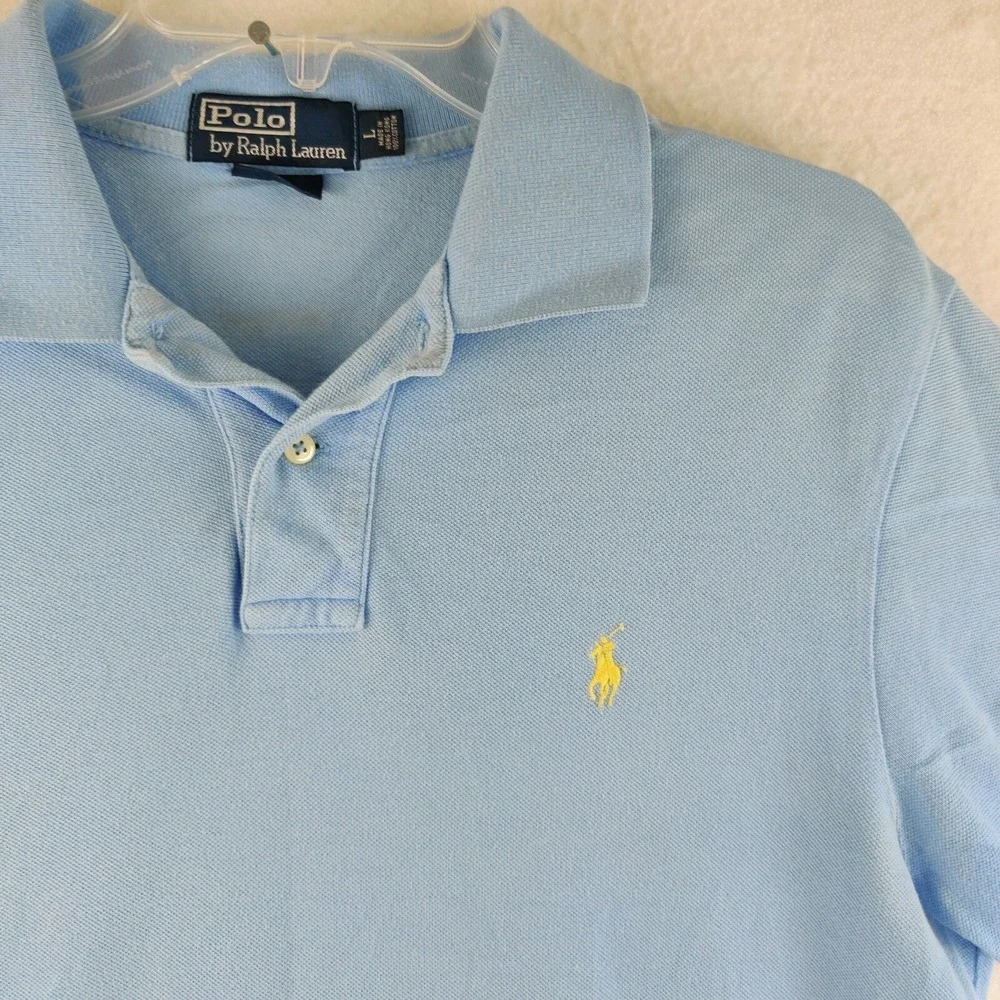 Ralph Lauren Polo Mens Large Custom Fit Golf Rugby Polo Blue Size L‎